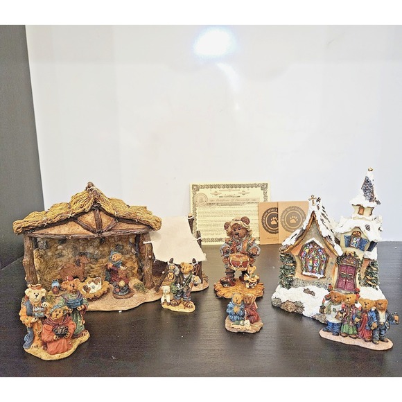 Boyd'S Bears Other - Boyds St Nicholas Chapel Nativity PAC + Figs Follow Yonder Star Christmas OB EUC